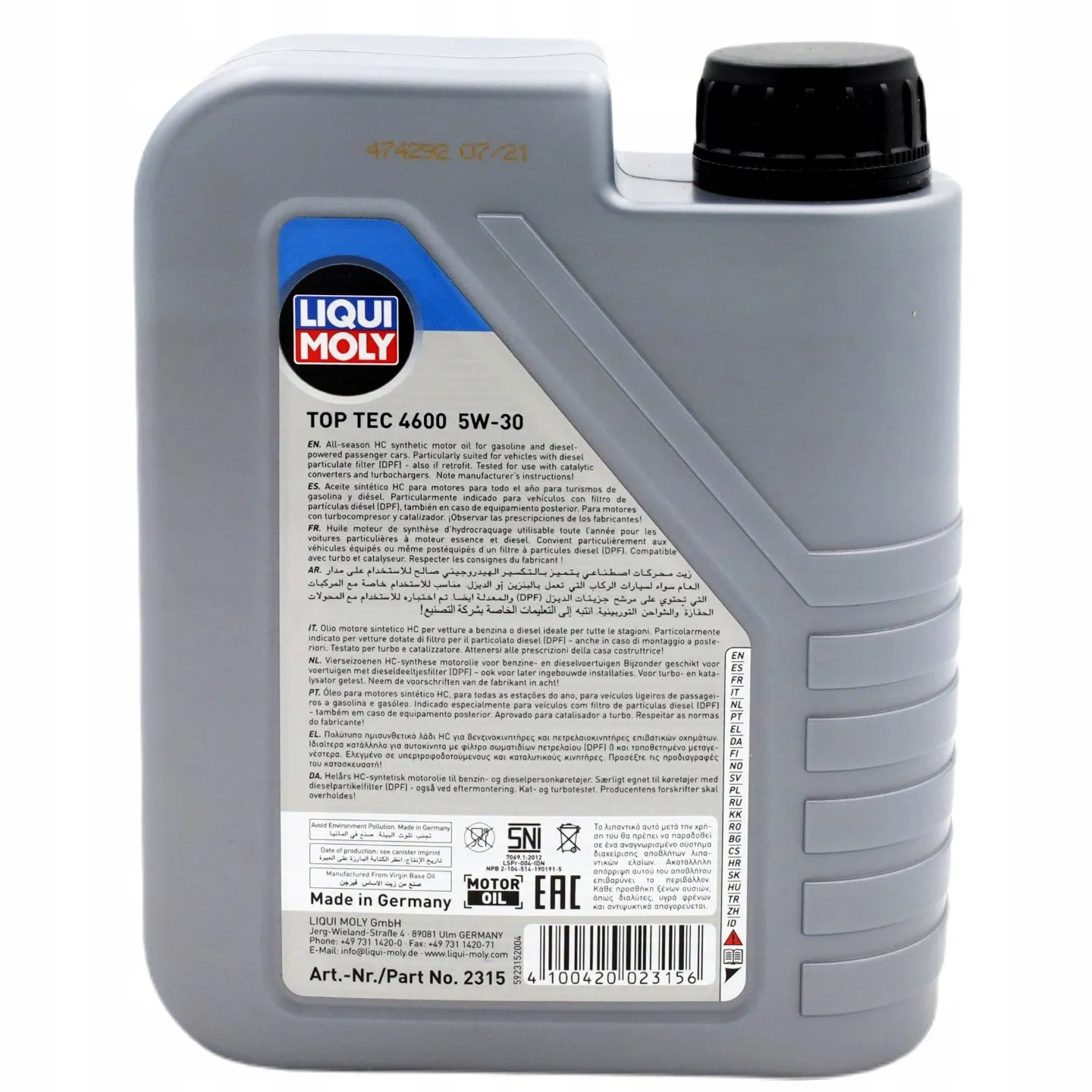 Motorolje 5W-30 Liqui Moly Top Tec 4600 - 1L – bilde 3