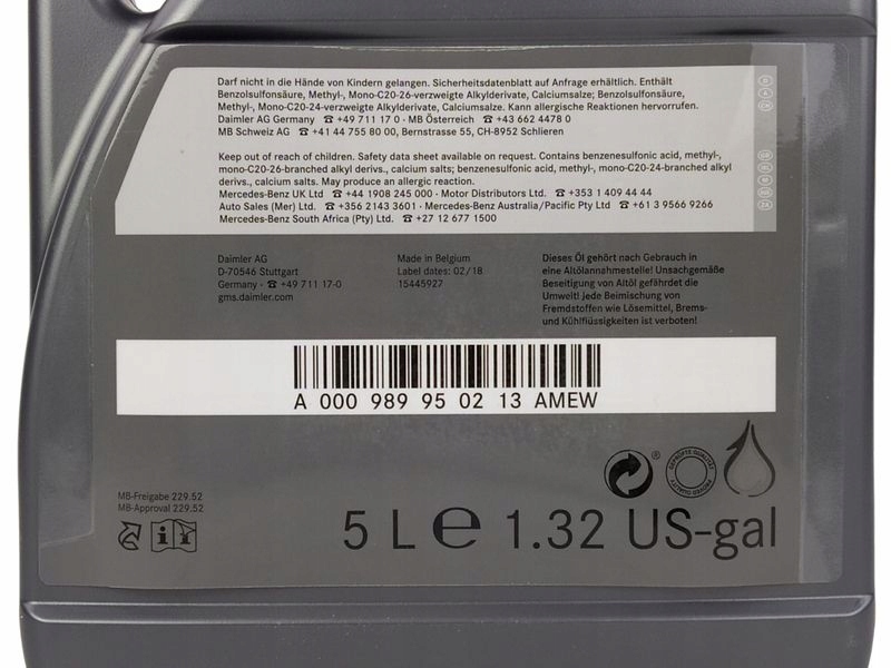 Motorolje 5W-30 Mercedes-Benz 229.52  │ Genuine® Synthetic Service Engine Oil - 7L Image 5