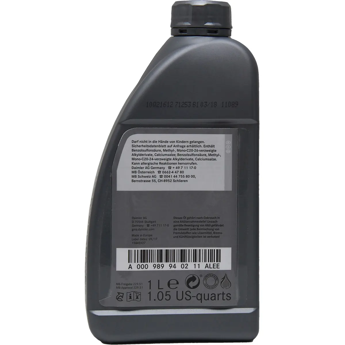 Motorolje 5W-30 Mercedes-Benz MB 229.51 │ Genuine® Daimler AG Engine Oil - 1L – bilde 2