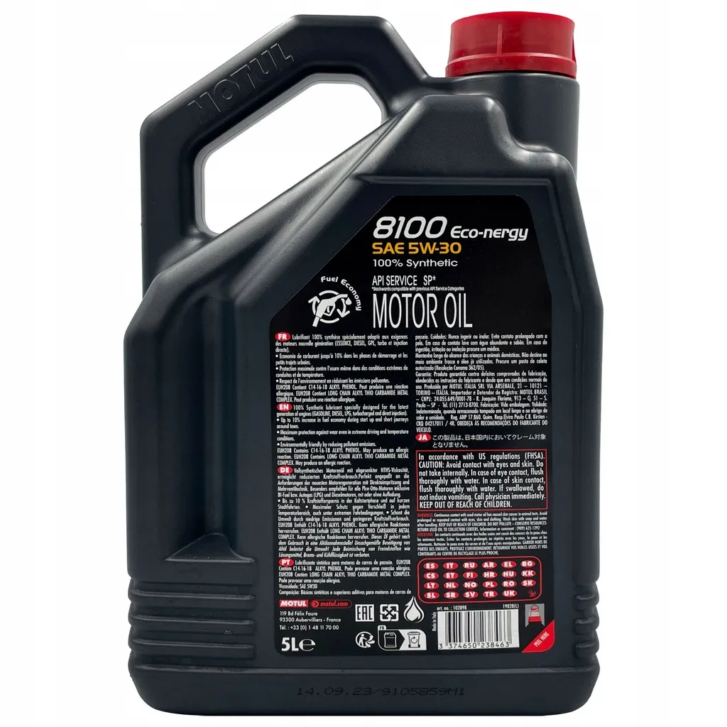 Motorolje 5W-30 Motul 8100 Eco-Nergy A5 / B5 │ Fully Synthetic Engine Motor Oil  - 5L Image 3
