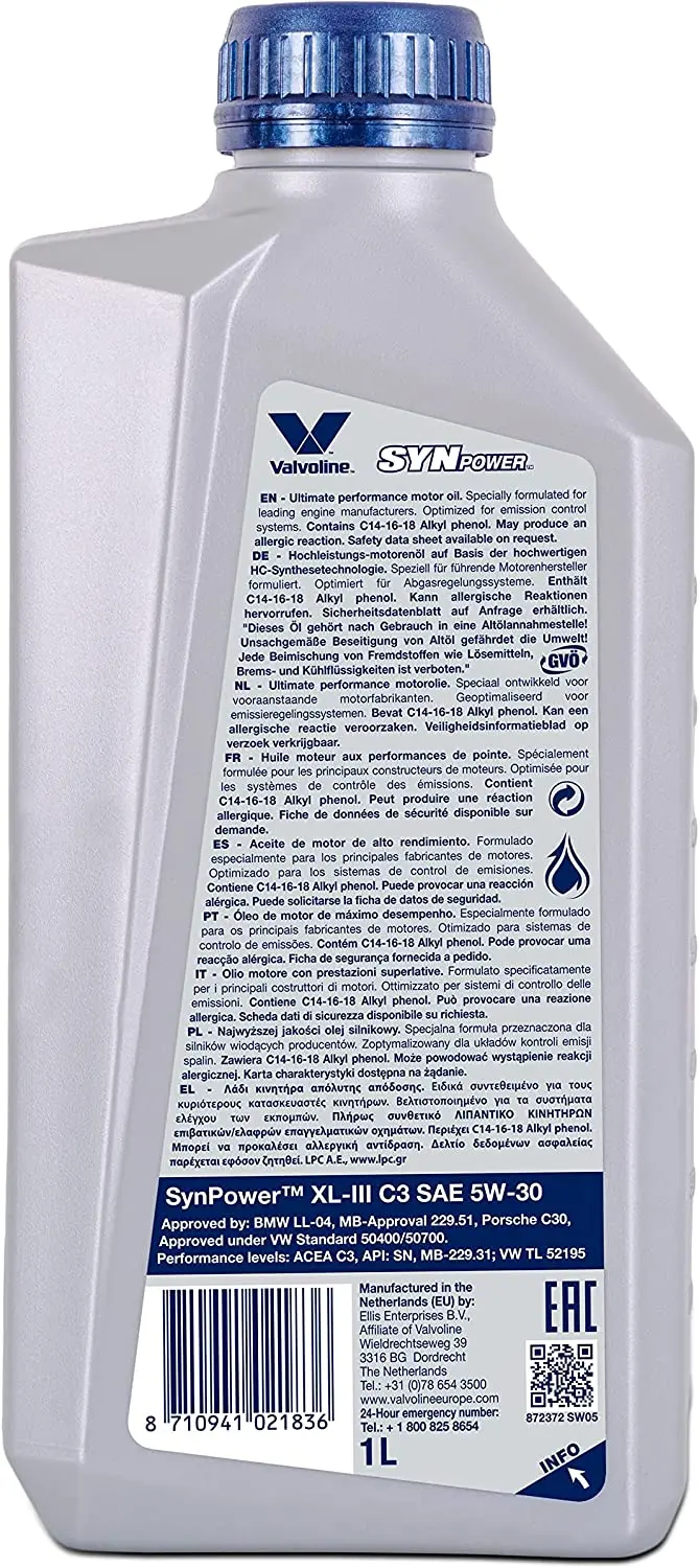 Motorolje 5W-30 VALVOLINE SynPower XL-III C3 - 1L – bilde 3