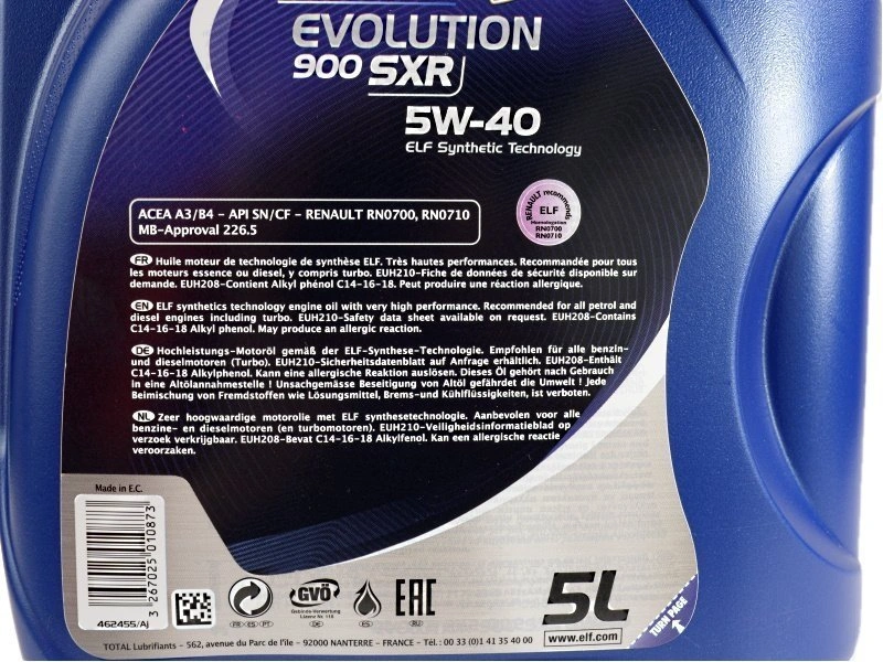 Motorolje 5W-40 ELF Evolution 900 SXR - 5L – bilde 2