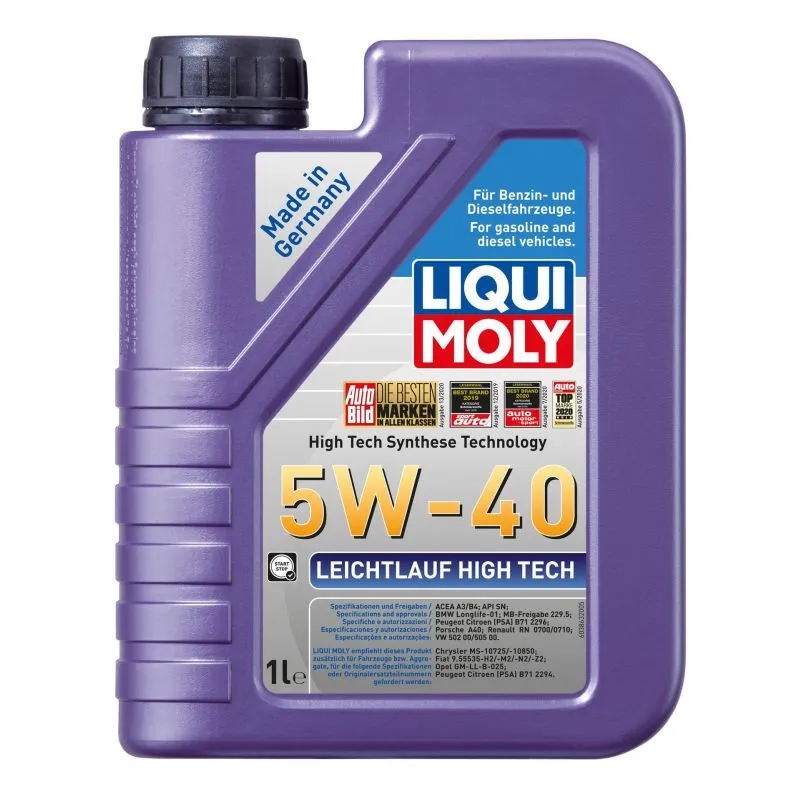 Motorolje 5W-40 Liqui Moly Leichtlauf High Tech │ MB 229.5 / VW 502 00 / Porsche A40 - 1L
