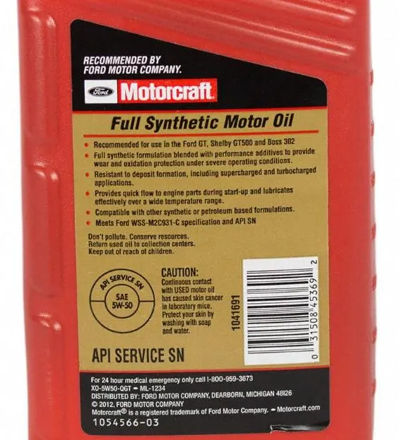 Motorolje 5W-50 Motorcraft Full Synthetic Motor Oil - 1L Image 4