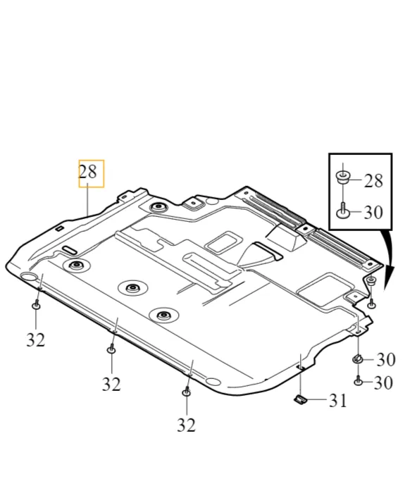 Motorromsdeksel (understellsplate) Volvo Genuine® V40 2013-2019