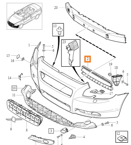 Nedre kjølergrill Volvo Genuine® C70 (2006-2011) │ midtre – oppgi VIN