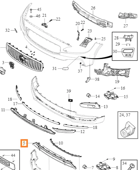 Nedre kjølergrill Volvo Genuine® S90 / S90L / V90 (fra 2021) │ midtre – oppgi VIN