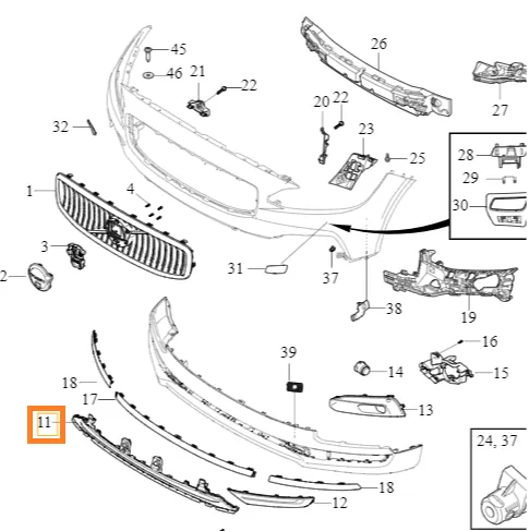 Nedre kjølergrill Volvo Genuine® S90 / S90L / V90 (fra 2021) │ midtre – oppgi VIN