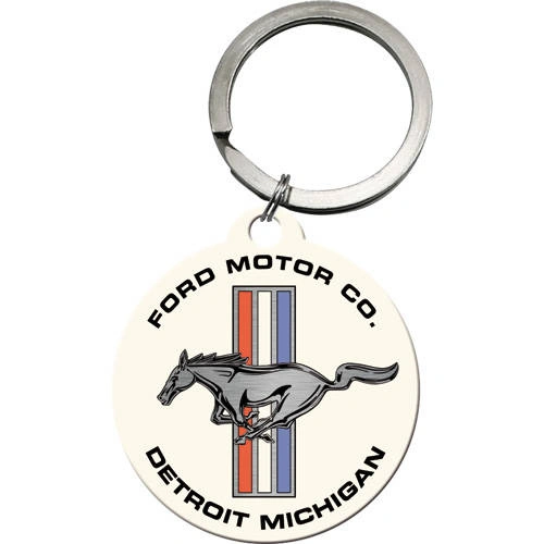 Nøkkelring – Ford Mustang Horse & Stripes | Rustfritt stål