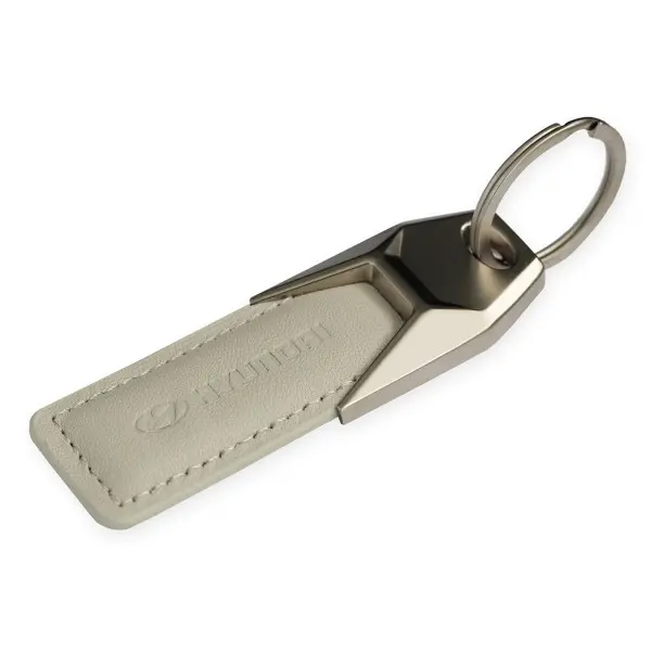 Nøkkelring Hyundai Beige │ Genuine® Key Ring Leather