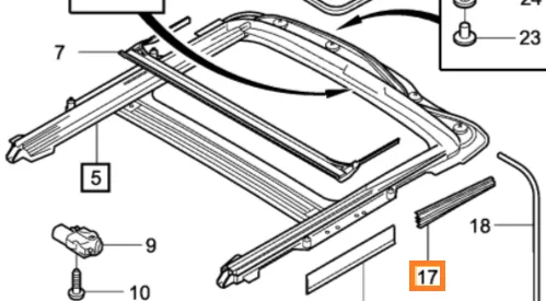 Pakning soltaksgardin Volvo Genuine® C30 S40 S60 S80 V50 V60 V70 XC70