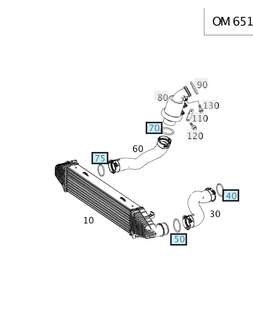 Pakninger til Intercooler slangene Mercedes-Benz E-klasse