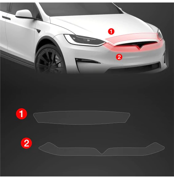 Panserbeskytter Tesla Model X 2021 -> │ PPF beskyttelsesfolie Gjennomsiktig BodyShield – bilde 2