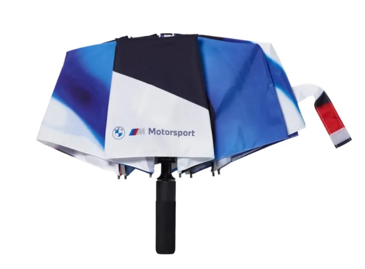 Paraply BMW M Motorsport – sammenleggbar, hvit med grafikk – bilde 2