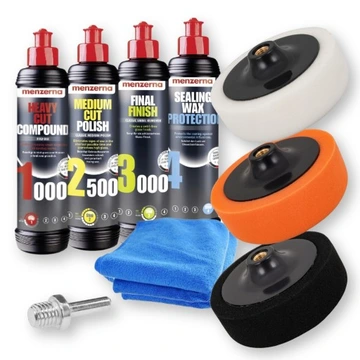 Poleringspakke Menzerna Polishing Kit 4 Stage │ Poleringsmiddel og Poleringsputer + Carnauba voks Image 1