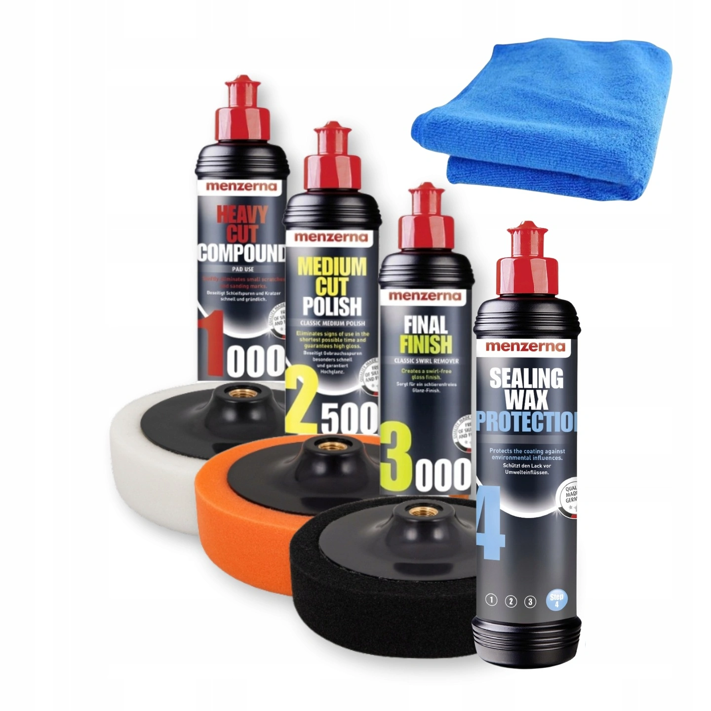 Poleringspakke Menzerna Polishing Kit 4 Stage │ Poleringsmiddel og Poleringsputer + Carnauba voks Image 2