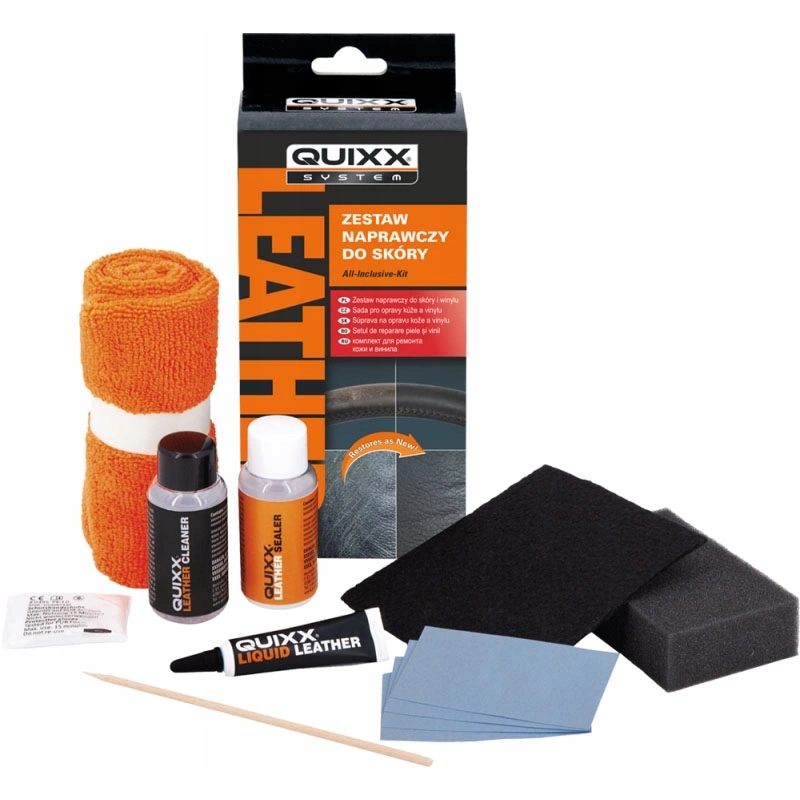 QUIXX Quixx Leather & Vinyl Repair Kit Skinn Reparasjonssett │ Komplett sett for småskader og riper i skinn - 66 mll