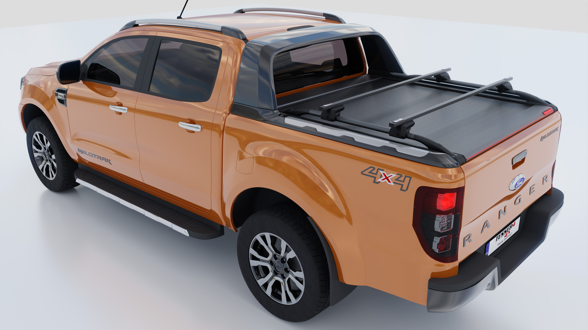 Rails for plan Ford Ranger 2012 -> │ Black Matt Stainless Steel Sport Design Side Hand Rails – bilde 3