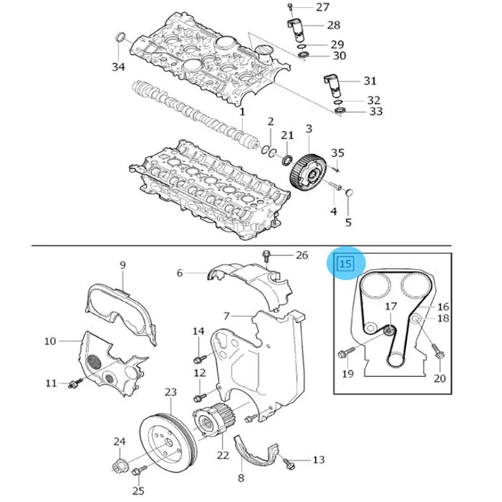 Registerreim sett OEM Volvo + vannpumpe Image 5