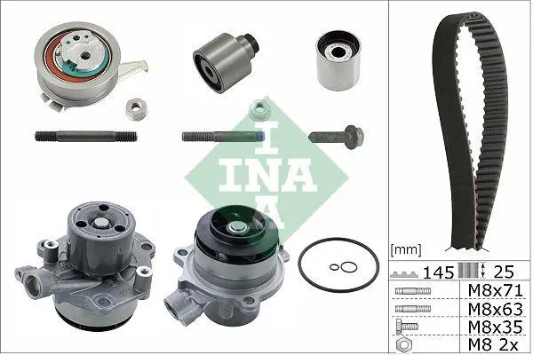 Registerreimsett med vannpumpe VAG 1.6 TDI / 2.0 TDI │ INA Timing Belt Kit with Water pump