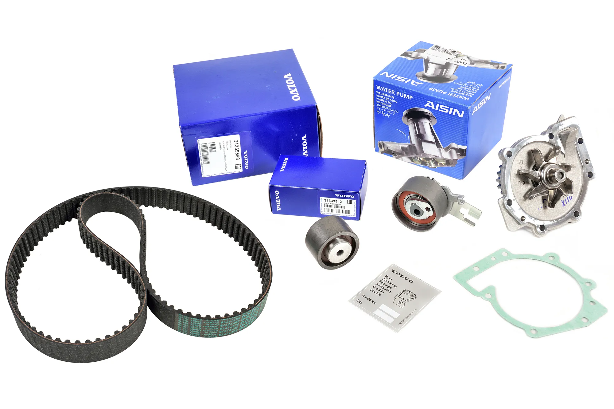 Registerreimsett med vannpumpe Volvo Genuine® C30 S40 S60 S80 V40 V50 V60 V70 XC60 XC70 XC90 │ diesel D3/D4/D5 (vannpumpe Aisin)