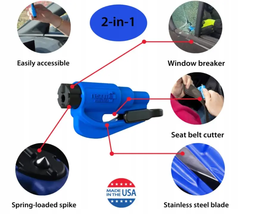 Resqme® Car Escape Tool, bilbeltekutter / vindusknuser Image 10