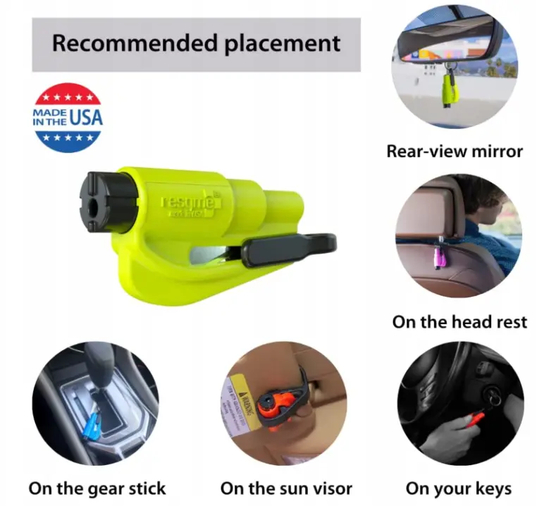 Resqme® Car Escape Tool, bilbeltekutter / vindusknuser Image 8