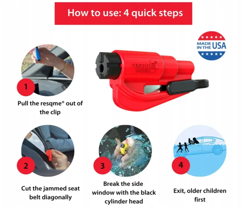 Resqme® Car Escape Tool, bilbeltekutter / vindusknuser Image 9