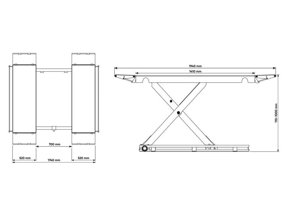 ROOKS mobil sakseløfter 3 t 110–1100 mm 230V – bilde 9
