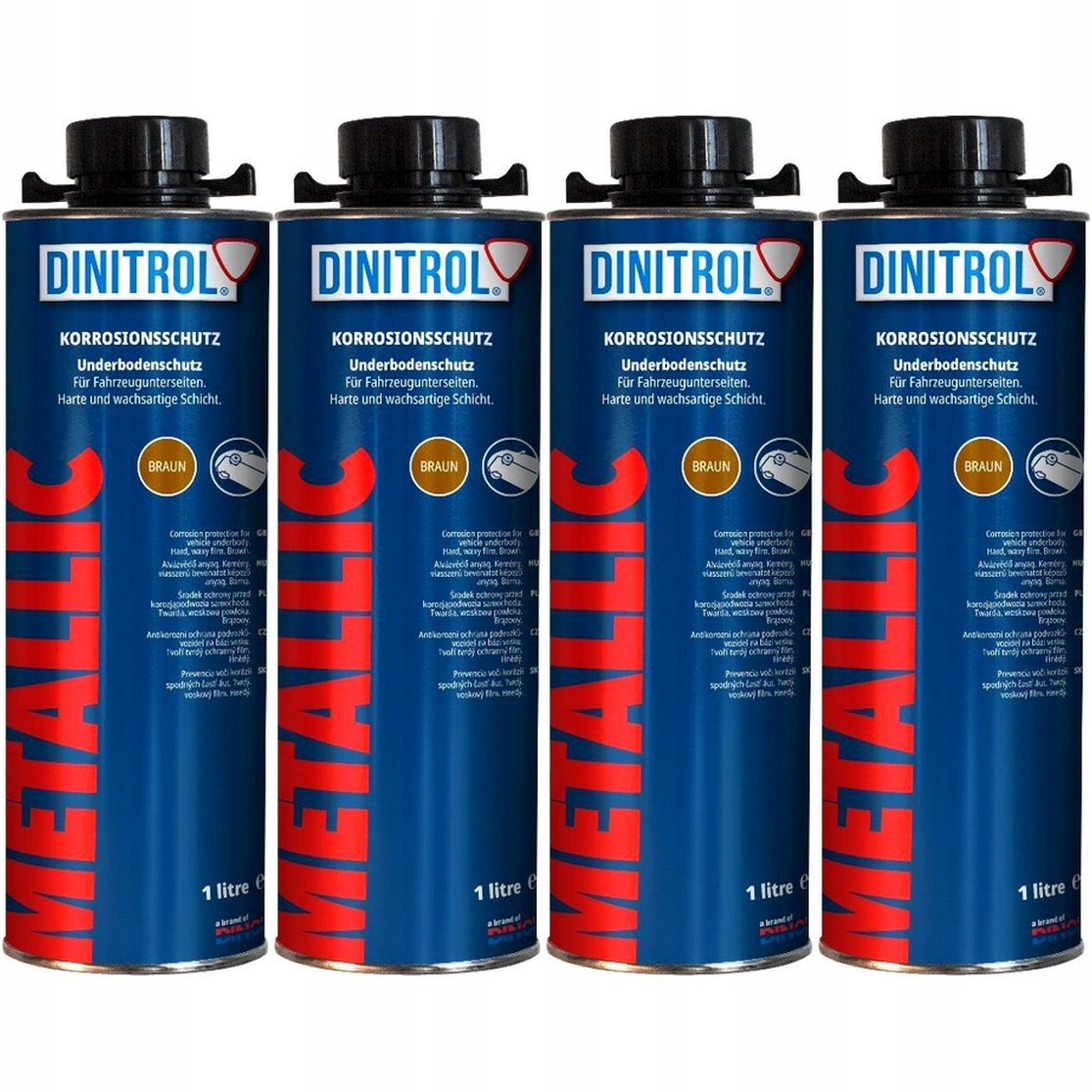 Rustbeskyttelse Dinitrol Metallic Gold Understellsbehandling │ Fluidfilm Tixotropisk Voksbasert Understellsmasse med metallisk glans - sett 4 stk. Image 1