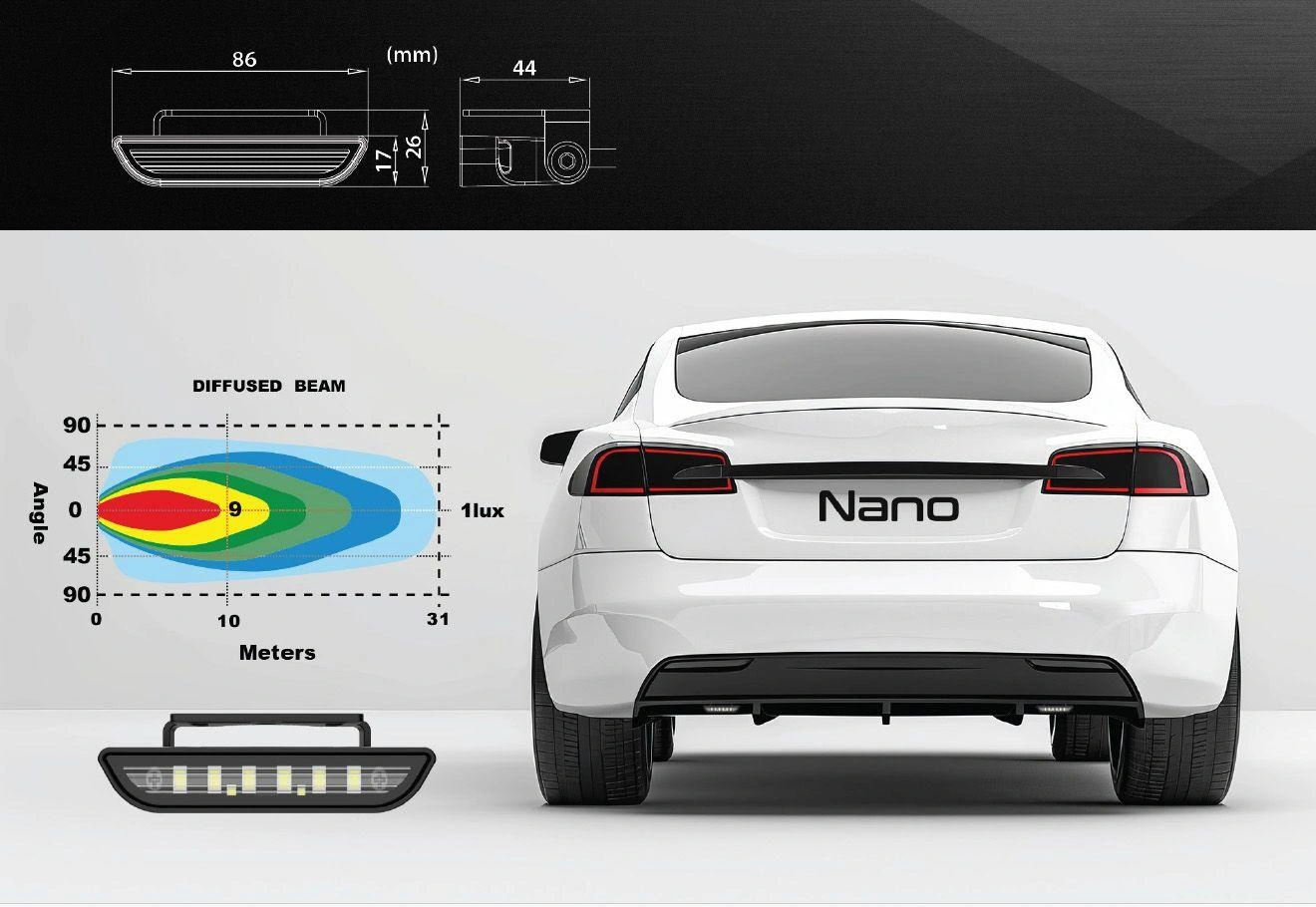 Ryggelys LED Tail light Ledson Nano 9cm Multifunction │ Ekstra ryggelys ECER23-godkjent - 1 stk. Image 5