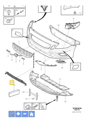 Sentergrill i støtfanger Volvo Genuine® S60 V60 R-Design 2011-2013 │ midtre, med PDC – bilde 4
