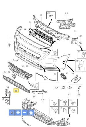 Sentergrill i støtfanger Volvo Genuine® V40 2013-2018 │ midtre – bilde 3