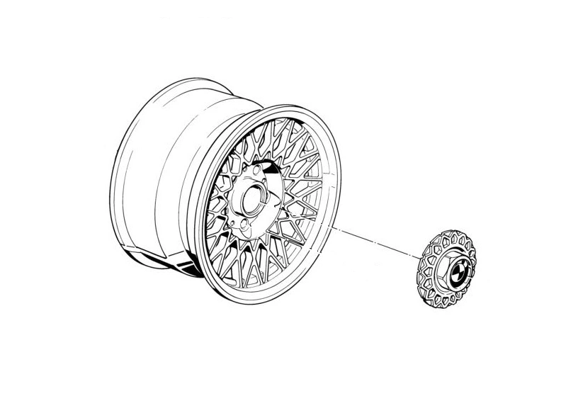 Senterkopp til Felg BMW Serie 5 (E28), 6 (E24), 7 (E23) – Style 5 │ Navkopp - Genuine® Original – bilde 3