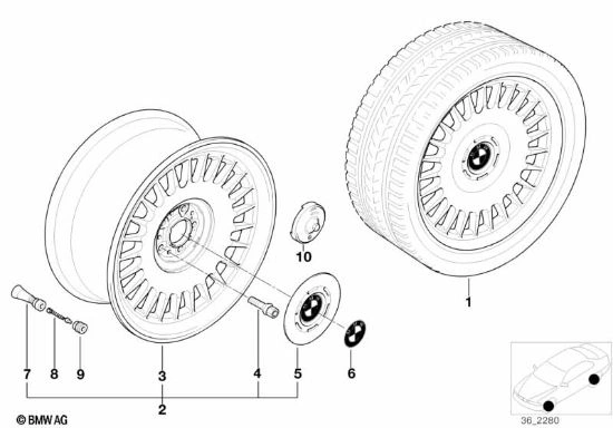 Senterkopp til Felg BMW Serie 7 (E38) – Style 15 │ Navkopp - Genuine® Original – bilde 4