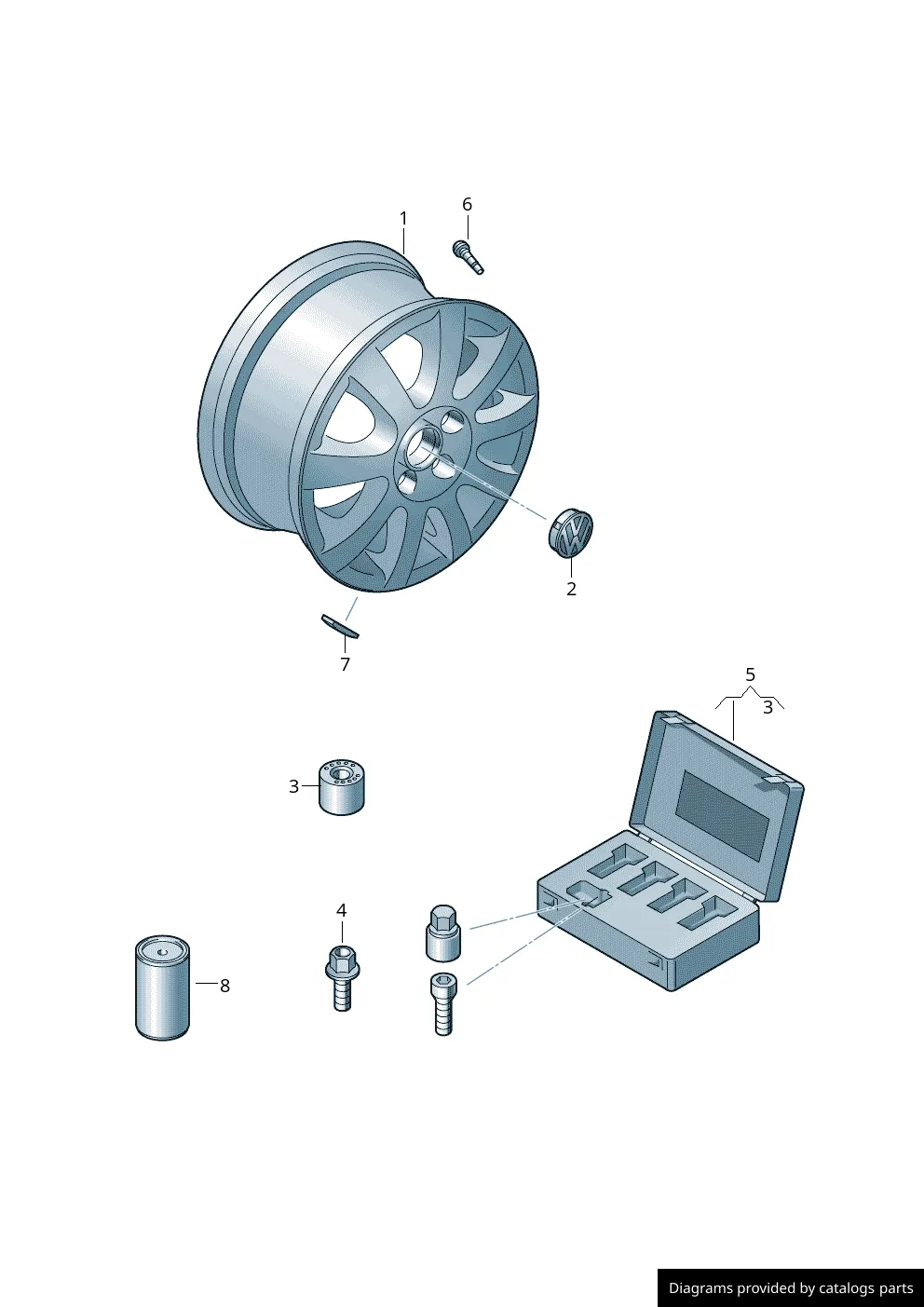 Senterkopp VW Up! │ Genuine® Volkswagen Alloy Wheel Center Cap Hub Silver White - 1 stk. Image 5