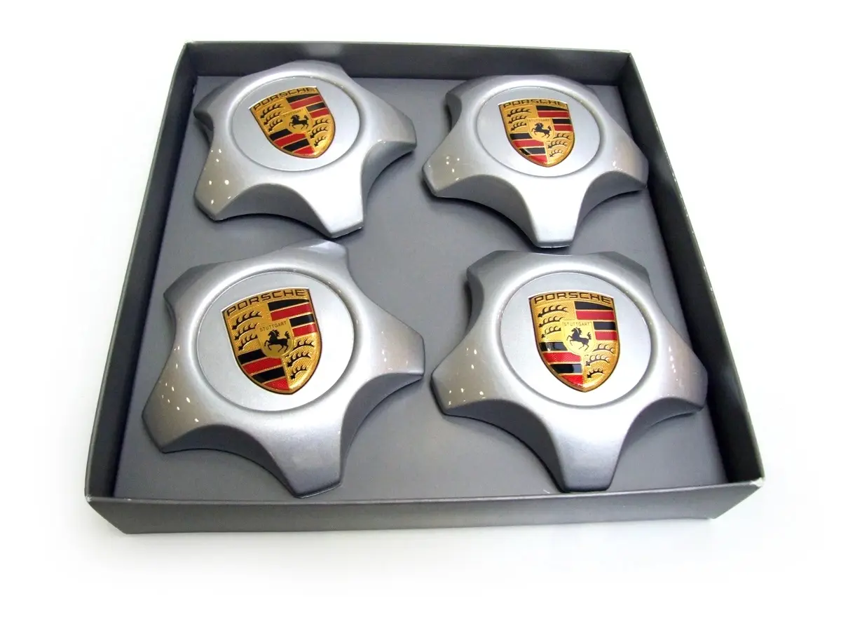 Senterkopper Porsche Stars Grey Titanium Edition │ Genuine Wheel Hub Center Cap Set - 4 stk.