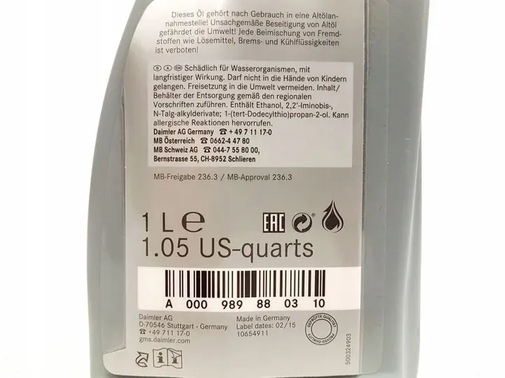 Servoolje Mercedes-Benz MB 235.3 Gul │ Genuine Steering Fluid Yellow - 1L Image 2