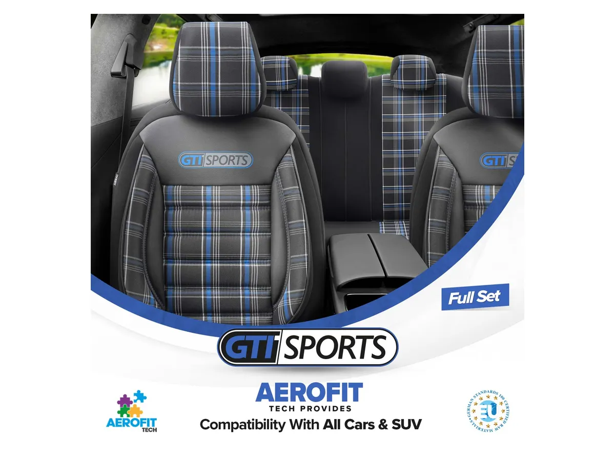 Setetrekk OTOM GTI 804 │ Svart med blårutet innlegg - komplett sett 9 deler – bilde 11