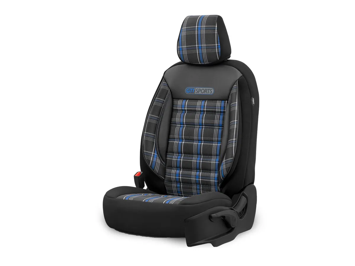 Setetrekk OTOM GTI 804 │ Svart med blårutet innlegg - komplett sett 9 deler – bilde 2