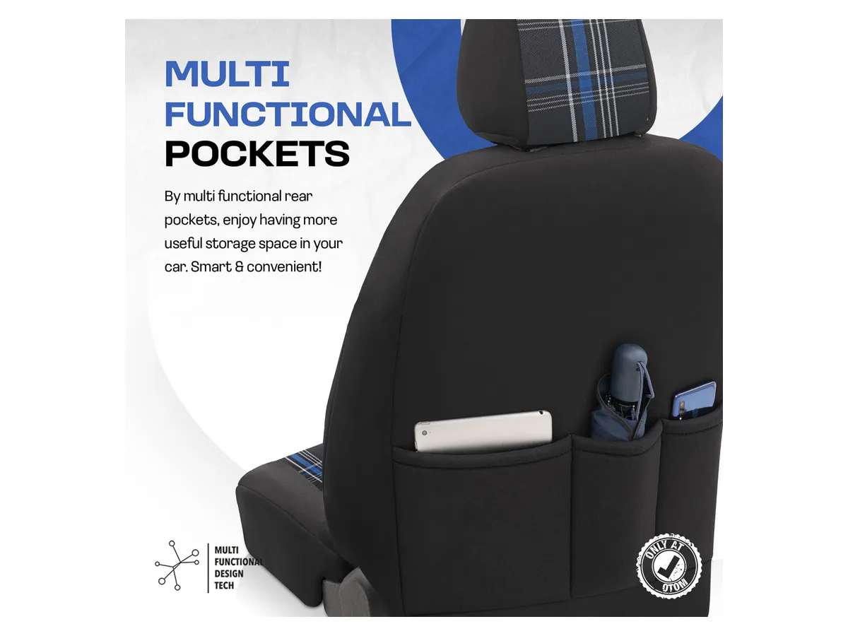 Setetrekk OTOM GTI 804 │ Svart med blårutet innlegg - komplett sett 9 deler – bilde 6
