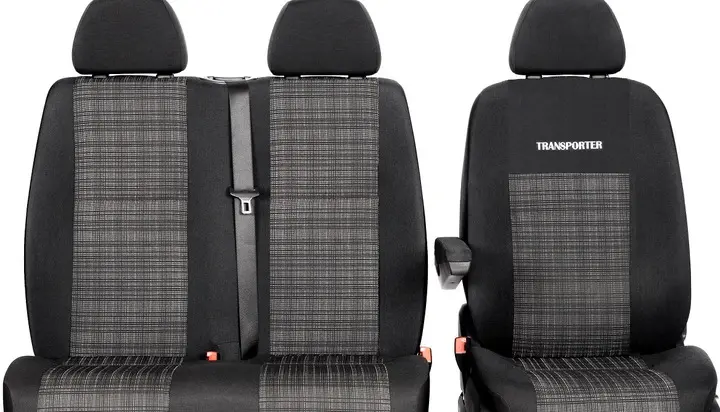 Setetrekk VW T4 T5 T6 Transporter / Multivan / Caravelle │  Premium Seat Covers with Logo Image 1