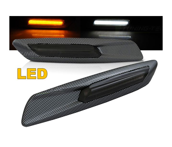 Sideblinklys BMW E60/ E90/ E92/ E82 LED F10 STYLE SMOKE CARBON Image 1