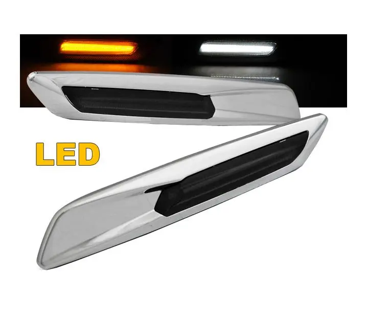 Sideblinklys BMW E60/ E90/ E92/ E82 LED F10 STYLE SMOKE SILVER CHROME