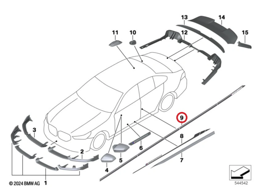 Sidefolier BMW 5 / i5 (G60/G61) M Sport 2023 -> │ M Performance Side Stripes – Svart – bilde 4