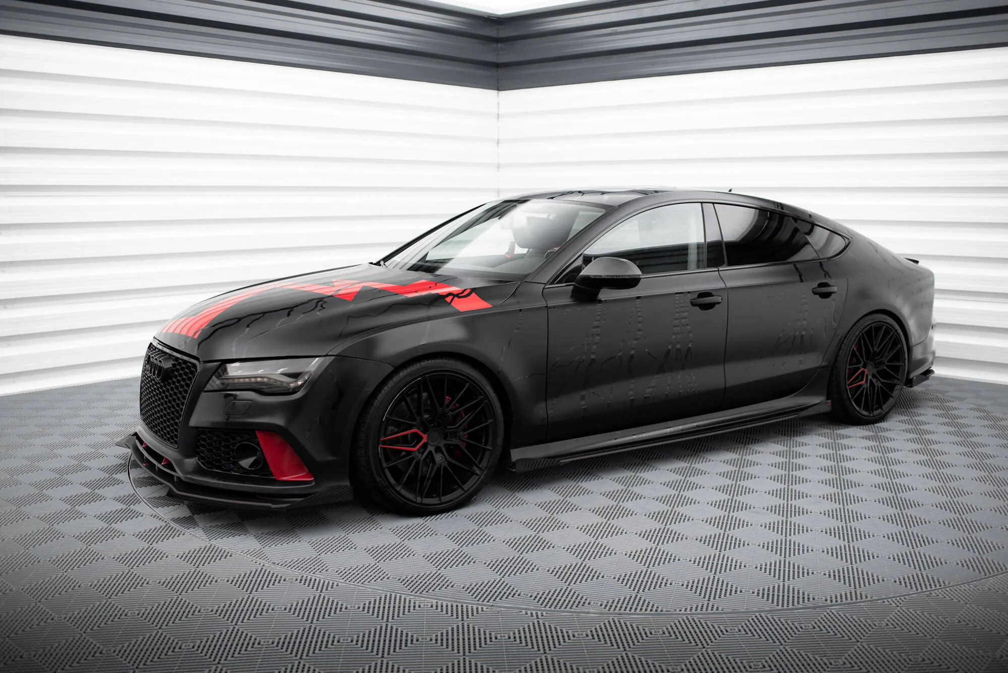 Sideskjørt + Flopper Audi A7 C7 RS7 Look 2010 - 2014 | Street Pro Black Edition – bilde 2