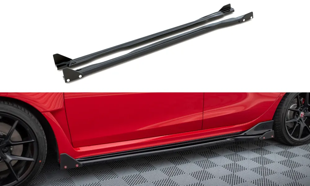 Sideskjørt + flopper Honda Civic XI Type-R 2023-> | V.1 Glossy Black Edition – bilde 3