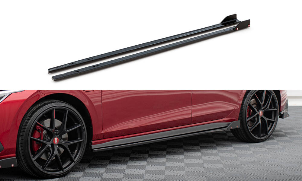 Sideskjørt VW Golf 8 GTI / GTE / GTI CLUBSPORT / R-LINE 2020-> │ V.2 Edition med sidesplitter