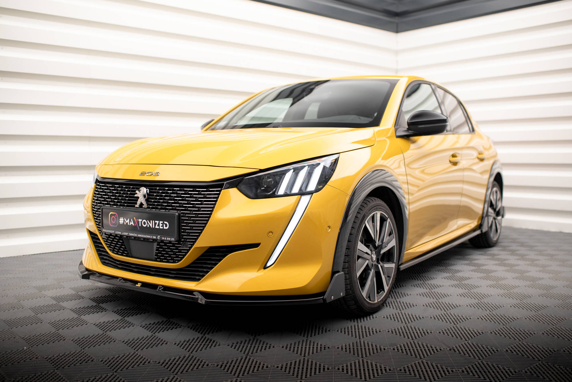 Sidesplitters + Frontspoiler Peugeot 208 GT II 2019 - 2023  | Sport Glossy Black Edition V1