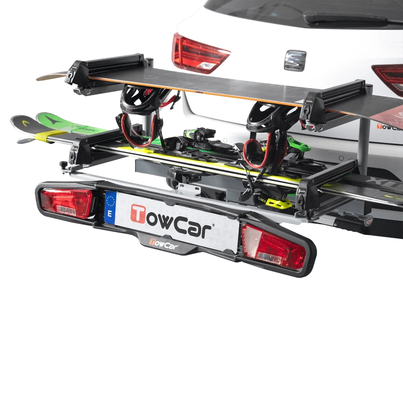 Skiholder TowCar Aneto til tilhengerfeste – 4 par ski / 4 snowboard, 13-pin lyslist - sammenleggbart Image 1